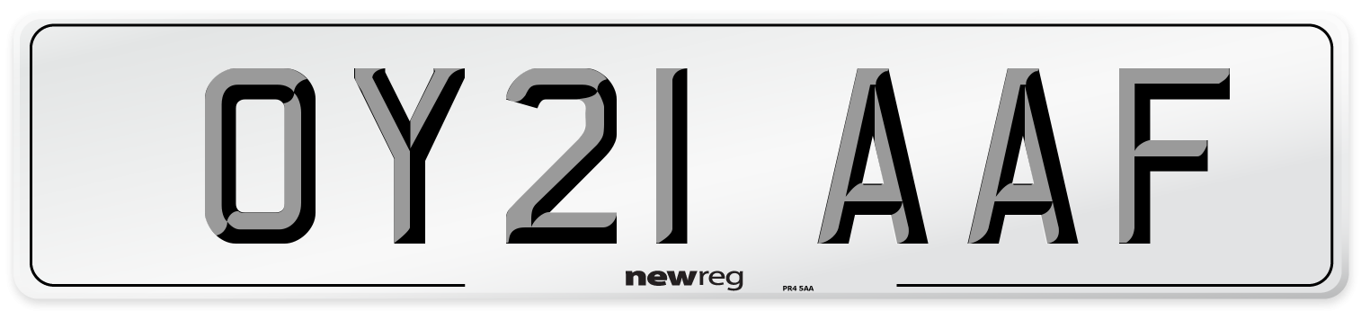 OY21 AAF Number Plate from New Reg